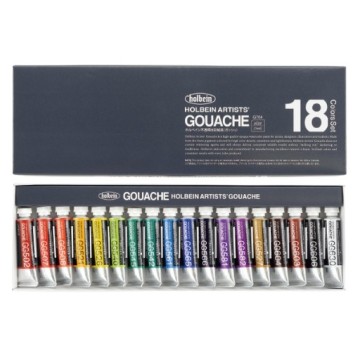 HOLBEIN ARTISTS' GOUACHE SCATOLA CARTONE 18 TUBETTI 5 ML COLORI ASSORTITI