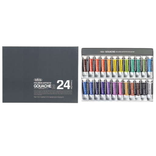 HOLBEIN ARTISTS' GOUACHE BOÎTE CARTON 24 X 15 ML TUBES COULEURS ASSORTIES