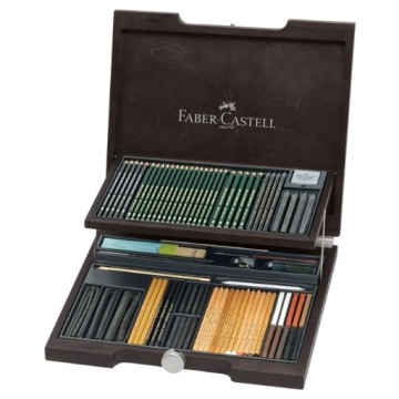 Coffret Peinture Relaxdays 45 Pièces – Crayons, Aquarelles, Pinceaux, Gomme – Valise En Bois Pour Adultes