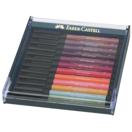 FABER-CASTELL PITT PEN ASTUCCIO 12 PENNARELLI PUNTA PENNELLO - TONALITÀ TERRA