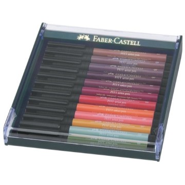 FABER-CASTELL PITT PEN ASTUCCIO 12 PENNARELLI PUNTA PENNELLO - TONALITÀ TERRA