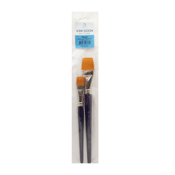 VAN GOGH SET 2 PENNELLI PIATTI FIBRA TORAY ORO MANICO CORTO SERIES 194