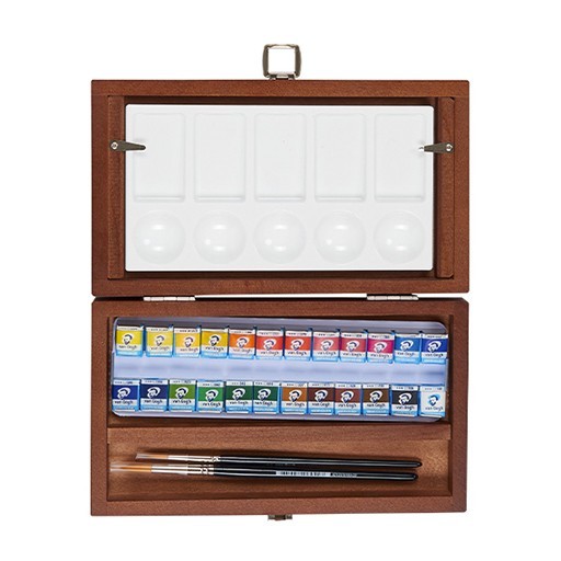 VAN GOGH CAJA ACUARELA DE MADERA 24 MEDIOS GODETS + ACCESORIOS