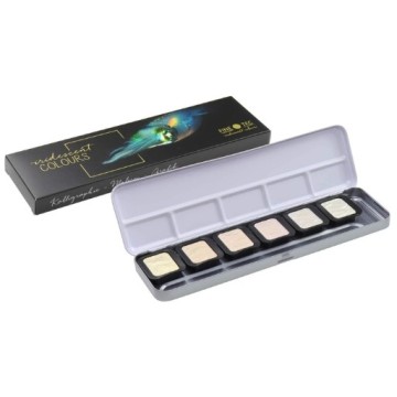 FINETEC SCATOLA ACQUERELLI 6 PASTIGLIE DI COLORI IRIDESCENTI - F5600