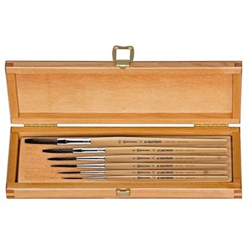 ESCODA EL DELETRISTA SONDEREDITION PINSEL-SET AUS PETIT GRIS FEHHAAR SPEZIELL FÜR BESCHRIFTUNGEN SERIE 6500