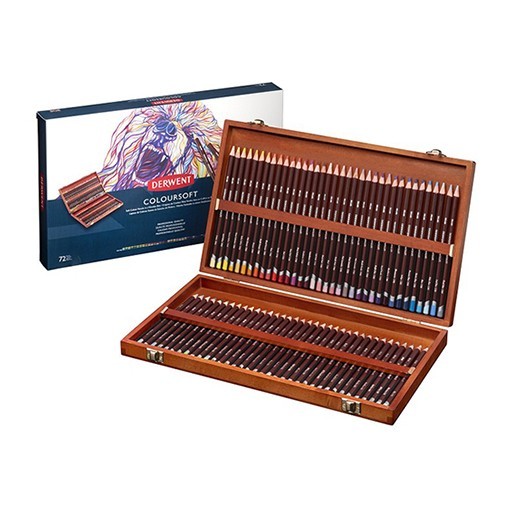 DERWENT COLOURSOFT COFFRET BOIS 72 CRAYONS DE COULEUR