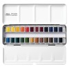 WINSOR & NEWTON BOÎTE EN MÉTAL DE VOYAGE COMPLÈTE AQUARELLE PROFESSIONAL AVEC 24 DEMI-GODETS