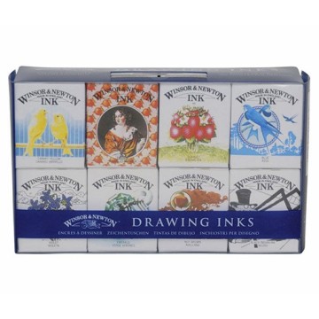 WINSOR & NEWTON SET ASSORTITO 8 INCHIOSTRI DA DISEGNO COLLEZIONE HENRY