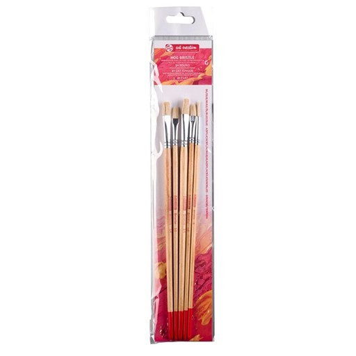 ART CREATION SET OF 5 WHITE BRISTLE BRUSHES LONG HANDLE