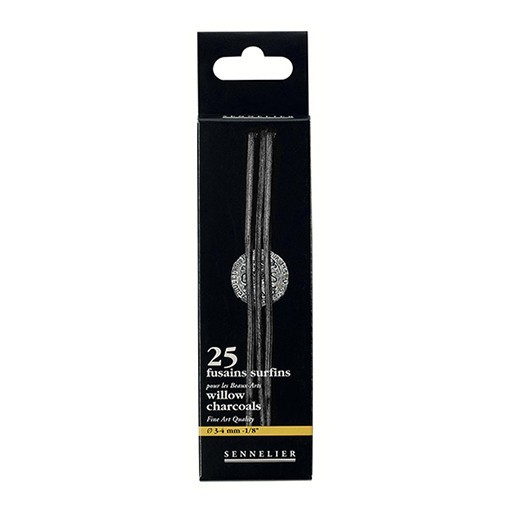 SENNELIER BOX SET OF 25 FINE WILLOW CHARCOALS 3 - 4 MM