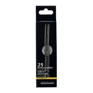 SENNELIER BOX SET OF 25 FINE WILLOW CHARCOALS 3 - 4 MM