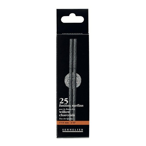 SENNELIER FUSAIN NATUREL MOYEN 5-6 MM - BOÎTE 25 FUSAINS