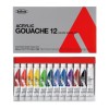 HOLBEIN ACRYLA GOUACHE COLOURS SCHOOL SET D981 - 12 X 12 ML TUBES BASIC COLOURS