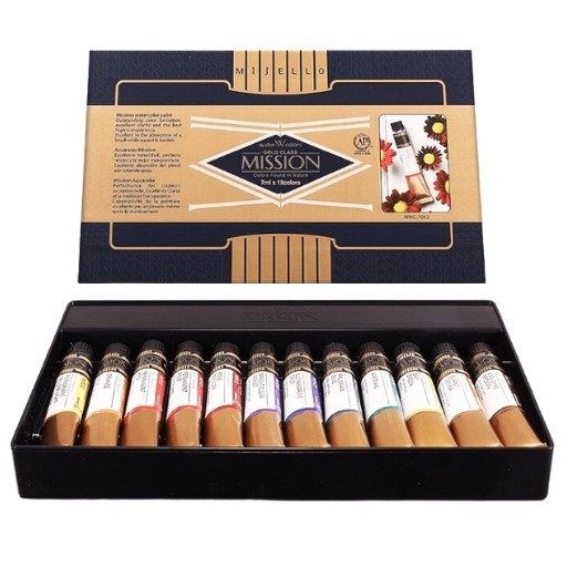 MIJELLO ARTIST MISSION GOLD CLASS SET AQUARELLE 12 TUBES 7 ML