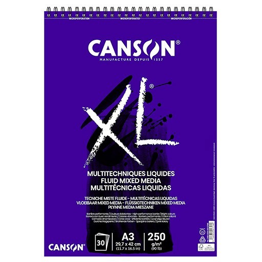CANSON XL FLUID MIXED MEDIA - BLOC MULTI-TECHNIQUES LIQUIDES 250 G