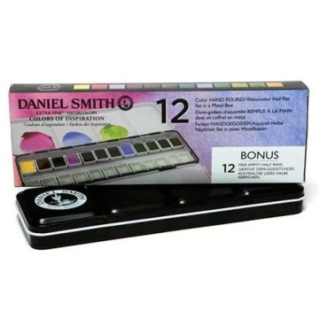 DANIEL SMITH SCATOLA METALLO ACQUERELLI 12 MEZZI GODET - SELEZIONE COLORS OF INSPIRATION
