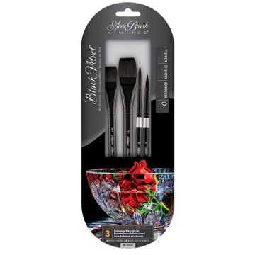 SILVER BLACK VELVET SET 4 PINCELES SERIE WC-3202S