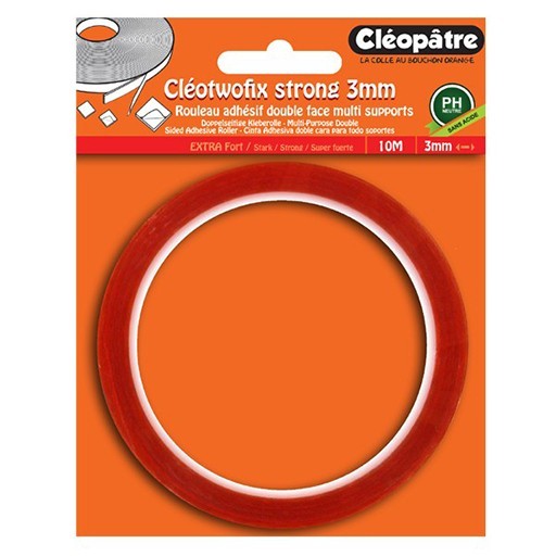 CLÉOPÂTRE CLÉOTWOFIX EXTRA STRONG DOUBLE-SIDED NEUTRAL PH ADHESIVE ROLLER