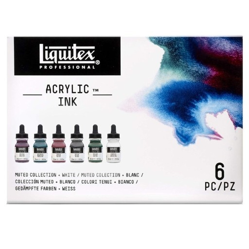 LIQUITEX ACRYLIC INK SET 5 MUTED COLLECTION + BLANCO