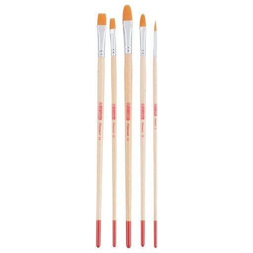 ART CREATION SET 5 PINSEL GOLDFARBENE TORAY SYNTHETIKFASERN LANGER STIEL
