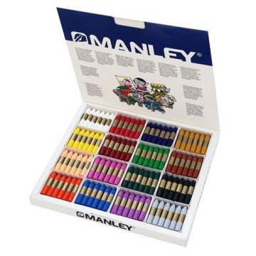 MANLEY CASE SET OF 192 WAX CRAYONS IN 16 DIFFERENT COLOURS