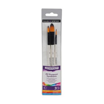 DALER ROWNEY GRADUATE SET 3 PINCELES ACUARELA SINTÉTICOS MANGO CORTO