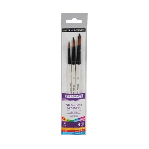 DALER ROWNEY GRADUATE SET 3 PINCELES REDONDOS SINTÉTICOS MANGO CORTO