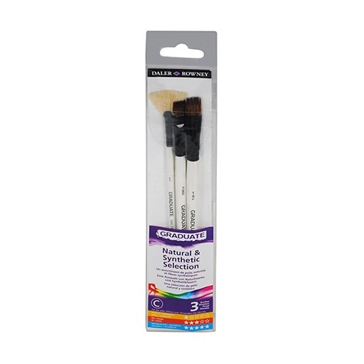 DALER ROWNEY GRADUATE SET OF 2 SYNTHETIC BRUSHES AND 1 NATURAL HAIR BRUSH SHORT HANDLE