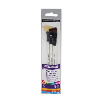DALER ROWNEY GRADUATE SET 2 PENNELLI FIBRA SINTETICA E 1 PENNELLO PELO NATURALE MANICO CORTO