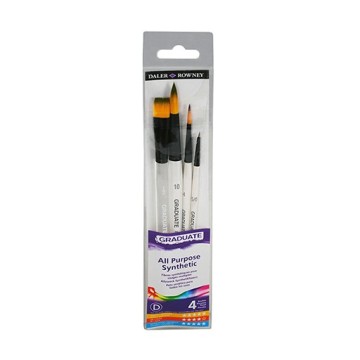 DALER ROWNEY GRADUATE SET 4 PINCELES ACUARELA SINTÉTICOS MANGO CORTO