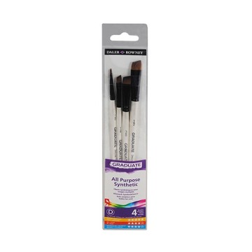 DALER ROWNEY GRADUATE SET 4 PINCELES SINTÉTICOS PLANOS MANGO CORTO