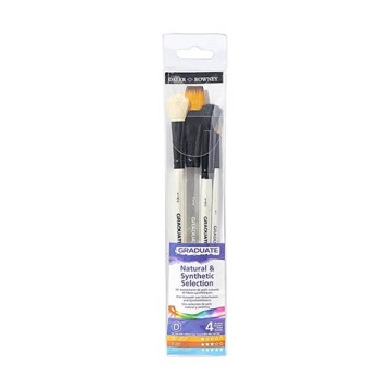 DALER ROWNEY GRADUATE SET 4 PENNELLI PER ACQUERELLO SINTETICI E NATURALI MANICO CORTO