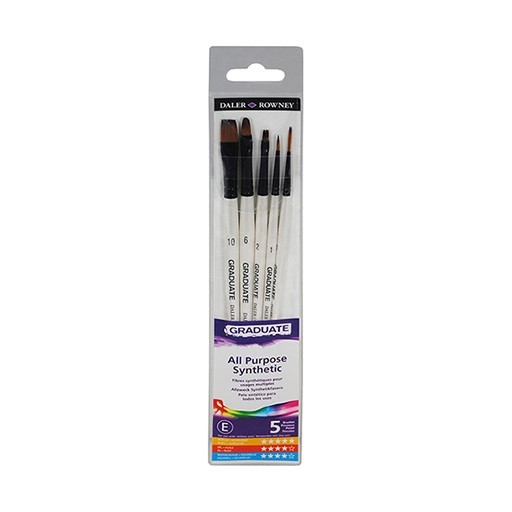 DALER ROWNEY GRADUATE SET OF 5 SYNTHETIC CLASSIC BRUSHES SHORT HANDLE