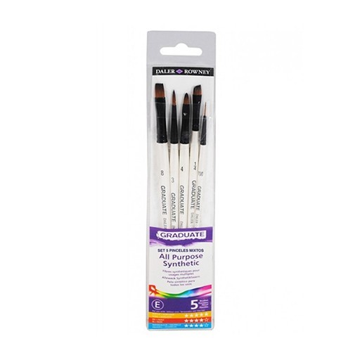DALER ROWNEY GRADUATE SET 5 SORTIERTE SYNTHETIK-AQUARELLPINSEL KURZER STIEL