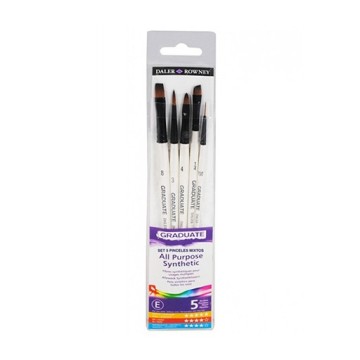 DALER ROWNEY GRADUATE SET 5 PENNELLI PER ACQUERELLO ASSORTITI FIBRA SINTETICA MANICO CORTO