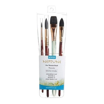 PRINCETON NEPTUNE SET 4 PENNELLI PER ACQUERELLO FIBRA SINTETICA MANICO CORTO