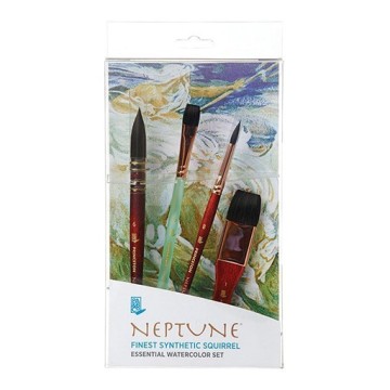 PRINCETON NEPTUNE PROFESSIONAL BOX 4 PENNELLI PER ACQUERELLO FIBRA SINTETICA MANICO CORTO