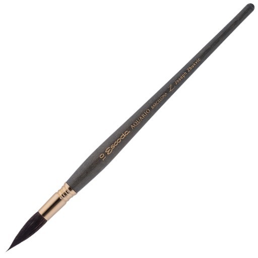 ESCODA AQUARIO GOLD ROUND MOP BRUSH PETIT GRIS SQUIRREL SHORT HANDLE SERIES 1140 - JOSEPH ZBUKVIC SPECIAL EDITION