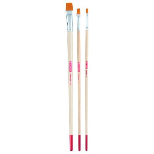 ART CREATION SET 3 PINCELES PLANOS FIBRA TORAY MANGO LARGO