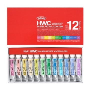HOLBEIN ARTISTS' WATERCOLOR PASTEL SET - SCATOLA ACQUERELLI 12 TUBETTI 5 ML COLORI PASTELLO
