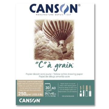 CANSON C À GRAIN BLOCCO MIXED MEDIA OCRA - GRIGIO 250 G