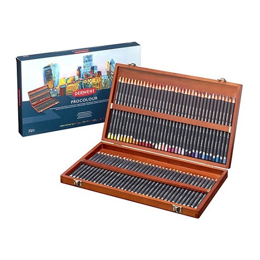 DERWENT PROCOLOUR CAJAS DE MADERA 72 LÁPICES TEXTURA DE CERA