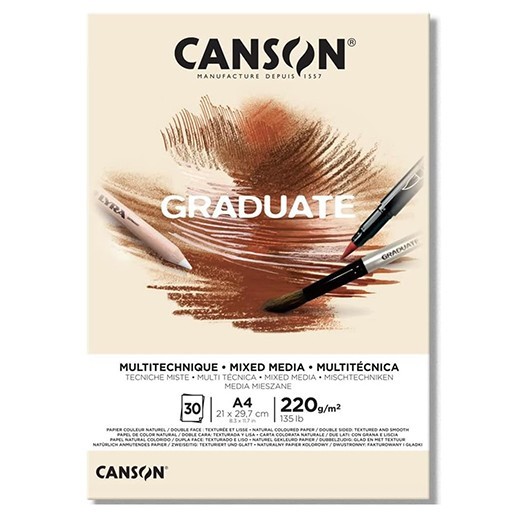 CANSON GRADUATE BLOCCO MIXED MEDIA OCRA - GRIGIO 220 G