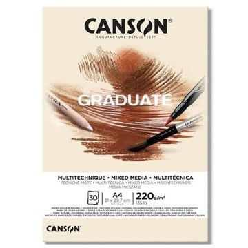 CANSON GRADUATE BLOCCO MIXED MEDIA OCRA - GRIGIO 220 G