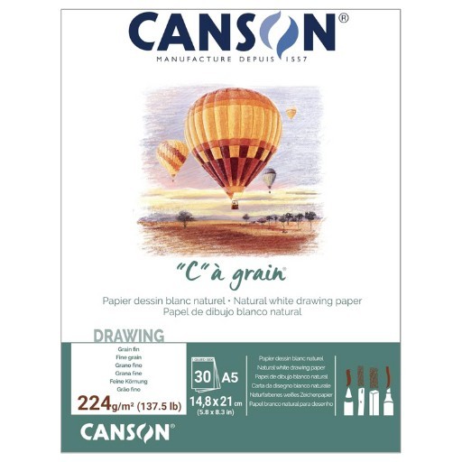 CANSON C À GRAIN BLOC COLLÉ BLANC