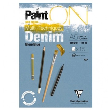CLAIREFONTAINE PAINT ON DENIM BLOCCO MIXED MEDIA 250 G - BLU DENIM
