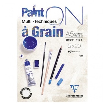 CLAIREFONTAINE PAINT ON À GRAIN BLOCCO MIXED MEDIA 250 G - GRANA GROSSA
