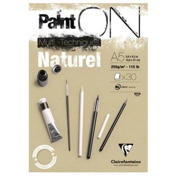CLAIREFONTAINE PAINT ON NATURAL BLOCCO MIXED MEDIA 250 G - COLORE KRAFT