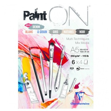 CLAIREFONTAINE PAINT ON BLOCCO MIXED MEDIA ASSORTITO 250 G - 6 COLORI ASSORTITI