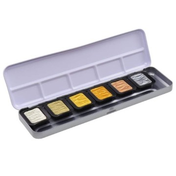 FINETEC SCATOLA METALLO ACQUERELLI 6 COLORI MADREPERLATI ANTIQUE TONES - SERIE PREMIUM F7001